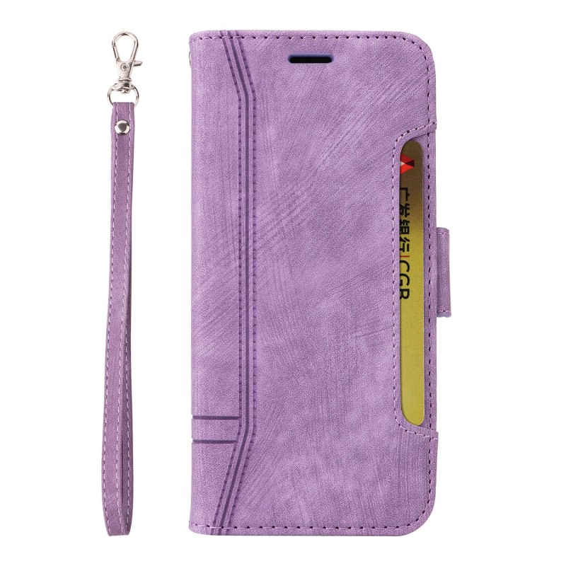 iPhone Compatible Flip-style Card Slot Phone Case with Wrist Strap and Buckle